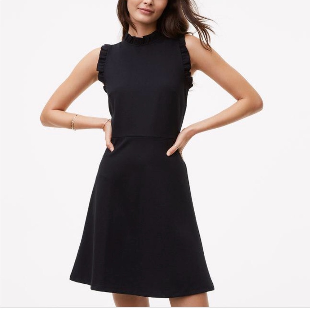 Loft ruffle black dress 8